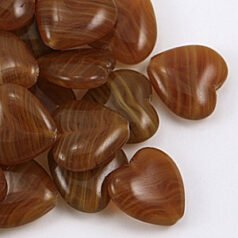 Bead, Preciosa Czech pressed glass, 16x11mm transparent heart - Brown