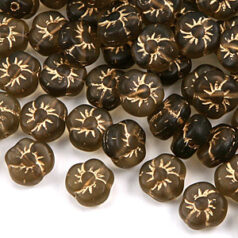 Bead, Preciosa Czech pressed glass, 9x5mm flower bead - Brown
