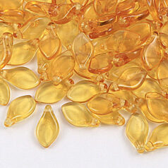 Bead, Preciosa Czech pressed glass, 12x6mm leaf - Amber