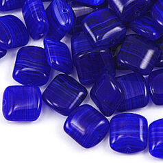 Bead, Preciosa Czech pressed glass, 11mm flat square - Blue