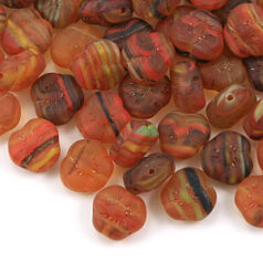 Bead, Preciosa Czech pressed glass, 10x5mm flower bead - Amber / Brown