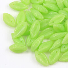 Bead, Preciosa Czech pressed glass, 14x6mm leaf - Green