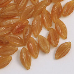 Bead, Preciosa Czech pressed glass, 14x6mm leaf - Amber / Brown