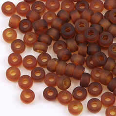 Bead, Preciosa Czech pressed glass, 6x3mm crow - Amber / Brown
