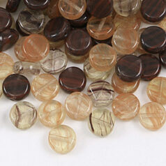 Bead, Preciosa Czech pressed glass, 7x4mm coin mix, Brown