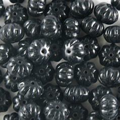 Bead, Preciosa Czech pressed glass, 6x9mm Rondelle, Black