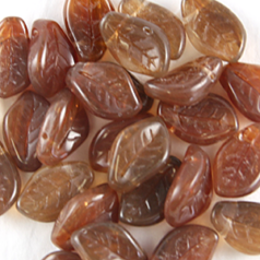 Bead, Preciosa Czech pressed glass, 9x14mm Leaf, Brown