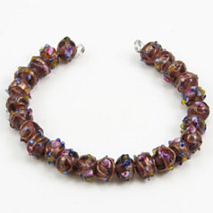 Bead, Venetian 6mm Transparent Light Amethyst Round with Gold Banding and Rose Pattern, holesize: 2mm