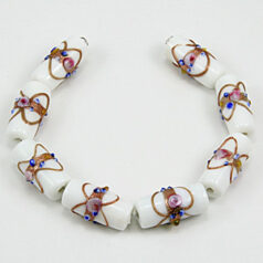 22x10mm Tube Venetian Glass Bead  - Op. White