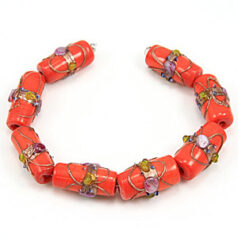 22x10mm Tube Venetian Glass Bead  - Opaque Black