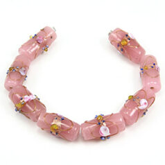 22x10mm Tube Venetian Glass Bead  - Opaque Pink