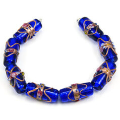 22x10mm Tube Venetian Glass Bead  - Trans. Sapphire