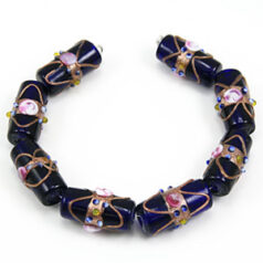 22x10mm Tube Venetian Glass Bead  - Trans. Cobalt Blue