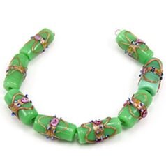 22x10mm Tube Venetian Glass Bead  - Opaque Green