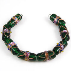 22x10mm Tube Venetian Glass Bead  - Trans Emerald