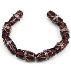 22x10mm Venetian style tube,  TRANSPARENT AMETHYST