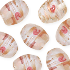 10x13mm Oval Venetian Glass Bead   - Pink