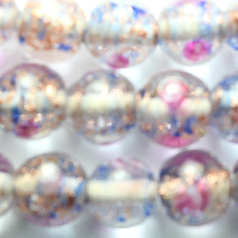 10mm Round Venetian Floral Glass Bead (hole size 1.5mm) - Royal