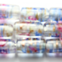 22x10mm Tube Venetian Floral Glass Bead - Blue