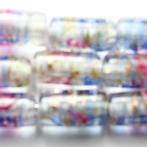 22x10mm Tube Venetian Floral Glass Bead - Blue