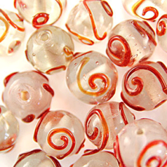 12mm Round Crystal Colour Swirl,  RED