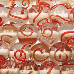 12mm Round Crystal Colour Swirl,  RED