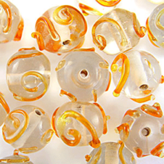 12mm Round Crystal Colour Swirl, ORANGE
