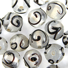 12mm Round Crystal Colour Swirl, BLACK