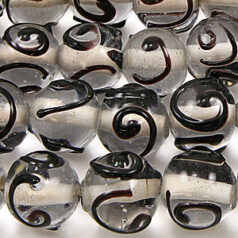 12mm Round Crystal Colour Swirl, BLACK