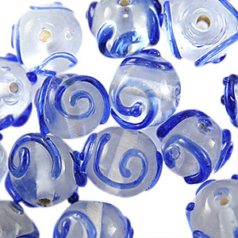 12mm Round Crystal Colour Swirl, BLUE