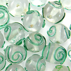 12mm Round Crystal Colour Swirl, GREEN