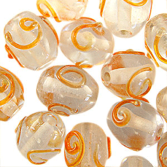 10x13mm Oval Crystal Colour Swirl,  ORANGE