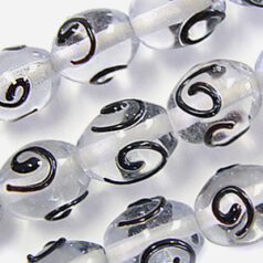 10x13mm Oval Crystal Colour Swirl, BLACK