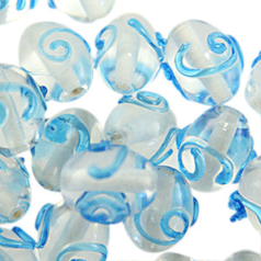 10x13mm Oval Crystal Colour Swirl, AQUA