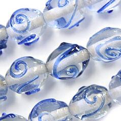 10x13mm Oval Crystal Colour Swirl,  BLUE