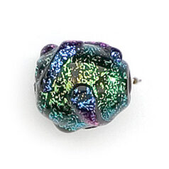 Dichroic Glass Bead - 13x10mm oval barrel