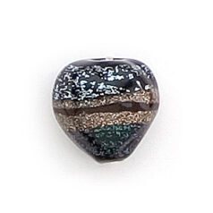Bead, 12mm Heart Dichroic Glass