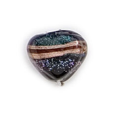 Bead, 12mm Heart Dichroic Glass