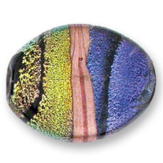 Bead, Dichroic Glass, 28x24mm flat oval