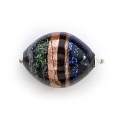 Bead, Dichroic Glass, 15mm flat oval