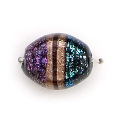 Bead, Dichroic Glass, 15mm flat oval