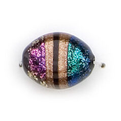 Bead, Dichroic Glass, 15mm flat oval