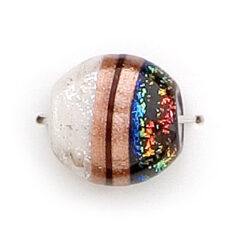 Bead, Dichroic Glass, 15mm flat oval