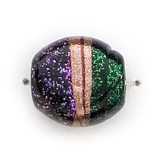 Bead, Dichroic Glass, 15mm flat oval