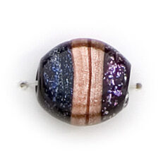 Bead, Dichroic Glass, 15mm flat oval