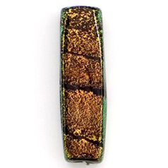 Bead, Dichroic Glass, 32mm flat rectangular tube