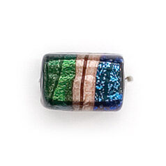 Bead, Dichroic Glass, 12mm rectangular tube