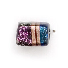 Bead, Dichroic Glass, 12mm rectangular tube