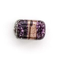 Bead, Dichroic Glass, 12mm rectangular tube