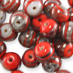8mm Lustre Swirl Glass Bead - Red